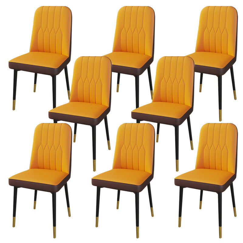 PU Leather Dining Chairs Parsons Armless Side Chair for Restaurant Beige Coffee 8 Piece Set Brass Gold Clearhalo 'Dining Chairs' 'Dining Tables & Seating' 'dining_chair' 'furn' 'furn_dining_chair' 'Furniture' 'Kitchen & Dining Furniture' 6751447