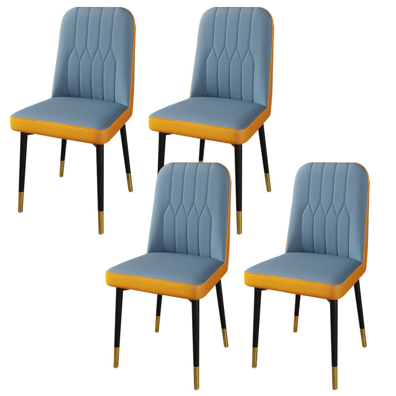 PU Leather Dining Chairs Parsons Armless Side Chair for Restaurant Light Blue Orange 4 Piece Set Brass Gold Clearhalo 'Dining Chairs' 'Dining Tables & Seating' 'dining_chair' 'furn' 'furn_dining_chair' 'Furniture' 'Kitchen & Dining Furniture' 6751450