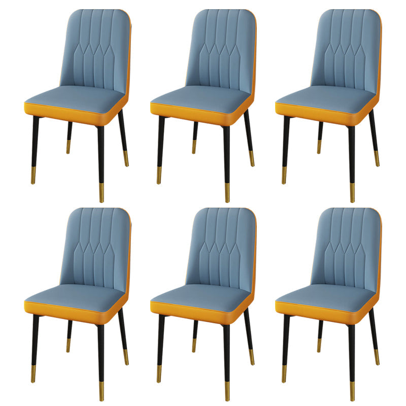 PU Leather Dining Chairs Parsons Armless Side Chair for Restaurant Light Blue Orange 6 Piece Set Brass Gold Clearhalo 'Dining Chairs' 'Dining Tables & Seating' 'dining_chair' 'furn' 'furn_dining_chair' 'Furniture' 'Kitchen & Dining Furniture' 6751451