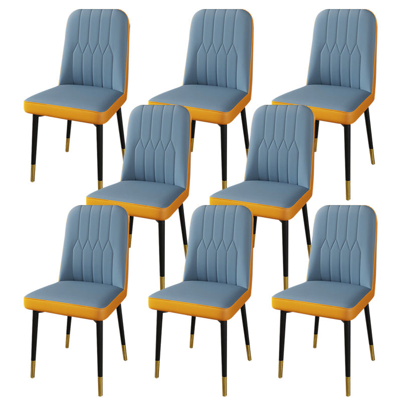PU Leather Dining Chairs Parsons Armless Side Chair for Restaurant Light Blue Orange 8 Piece Set Brass Gold Clearhalo 'Dining Chairs' 'Dining Tables & Seating' 'dining_chair' 'furn' 'furn_dining_chair' 'Furniture' 'Kitchen & Dining Furniture' 6751452