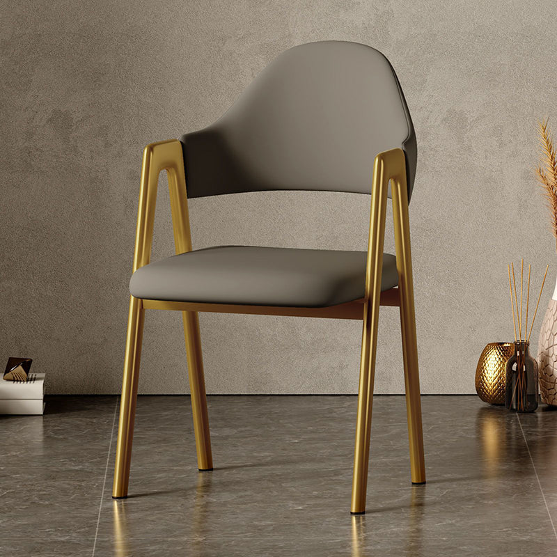 Glam Style Arm Chair 19.3" Wide Open Back Dining Side Chair Set Grey 1 Piece Clearhalo 'Dining Chairs' 'Dining Tables & Seating' 'dining_chair' 'furn' 'furn_dining_chair' 'Furniture' 'Kitchen & Dining Furniture' 6751456