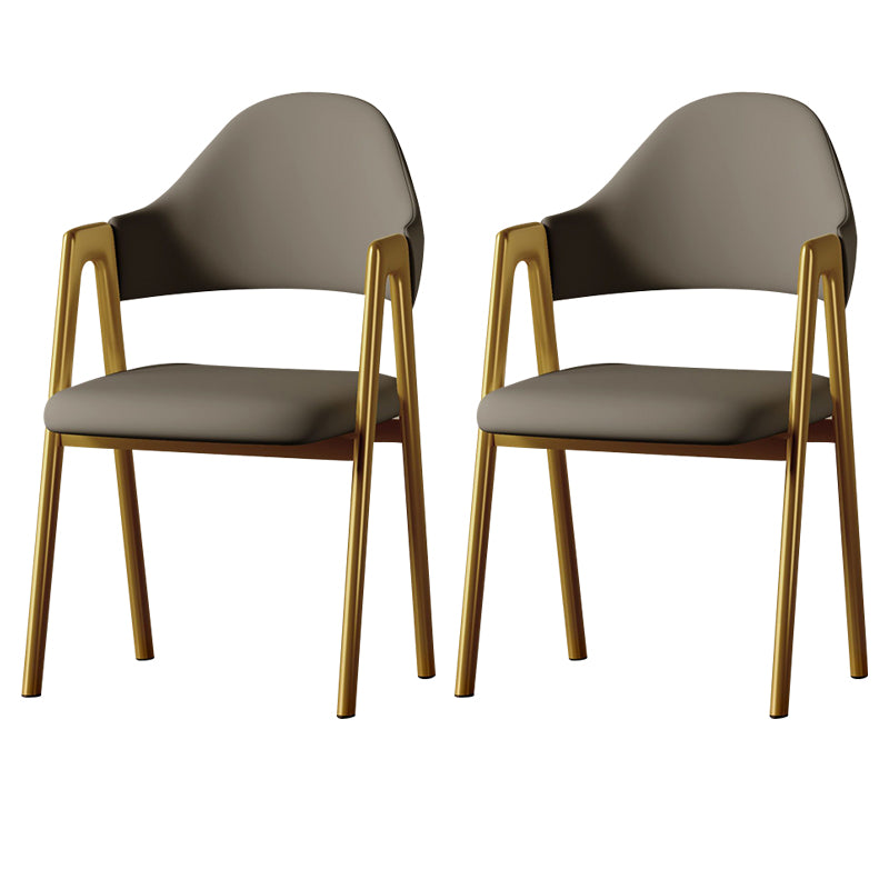 Glam Style Arm Chair 19.3" Wide Open Back Dining Side Chair Set Grey 2 Piece Set Clearhalo 'Dining Chairs' 'Dining Tables & Seating' 'dining_chair' 'furn' 'furn_dining_chair' 'Furniture' 'Kitchen & Dining Furniture' 6751458