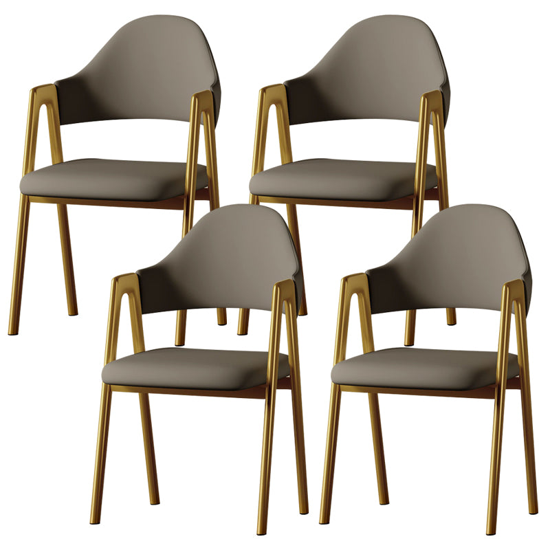 Glam Style Arm Chair 19.3" Wide Open Back Dining Side Chair Set Grey 4 Piece Set Clearhalo 'Dining Chairs' 'Dining Tables & Seating' 'dining_chair' 'furn' 'furn_dining_chair' 'Furniture' 'Kitchen & Dining Furniture' 6751460