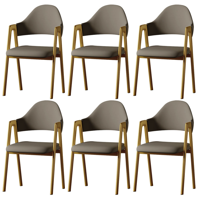 Glam Style Arm Chair 19.3" Wide Open Back Dining Side Chair Set Grey 6 Piece Set Clearhalo 'Dining Chairs' 'Dining Tables & Seating' 'dining_chair' 'furn' 'furn_dining_chair' 'Furniture' 'Kitchen & Dining Furniture' 6751462