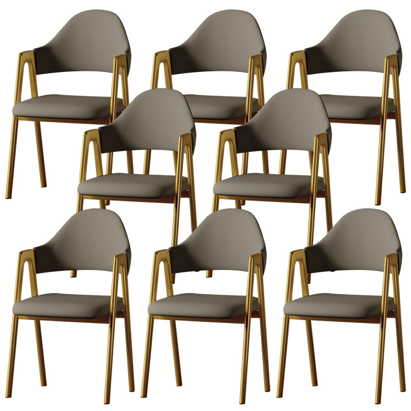 Glam Style Arm Chair 19.3" Wide Open Back Dining Side Chair Set Grey 8 Piece Set Clearhalo 'Dining Chairs' 'Dining Tables & Seating' 'dining_chair' 'furn' 'furn_dining_chair' 'Furniture' 'Kitchen & Dining Furniture' 6751464