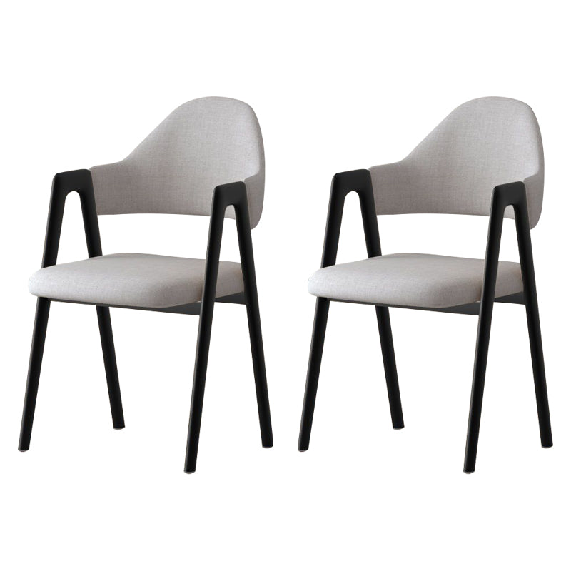 Glam Style Arm Chair 19.3" Wide Open Back Dining Side Chair Set Light Gray 2 Piece Set Clearhalo 'Dining Chairs' 'Dining Tables & Seating' 'dining_chair' 'furn' 'furn_dining_chair' 'Furniture' 'Kitchen & Dining Furniture' 6751468