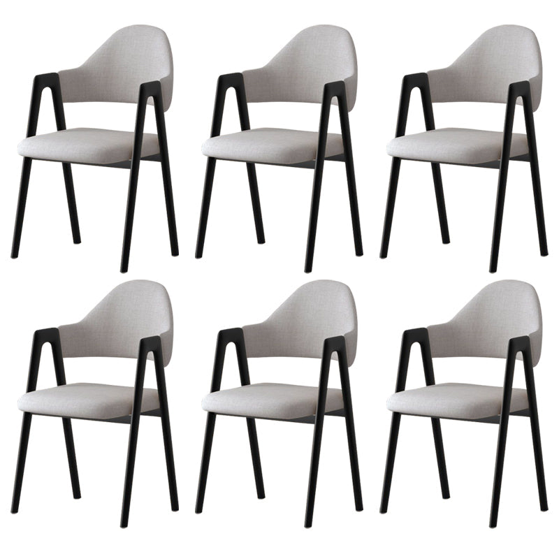 Glam Style Arm Chair 19.3" Wide Open Back Dining Side Chair Set Light Gray 6 Piece Set Clearhalo 'Dining Chairs' 'Dining Tables & Seating' 'dining_chair' 'furn' 'furn_dining_chair' 'Furniture' 'Kitchen & Dining Furniture' 6751471