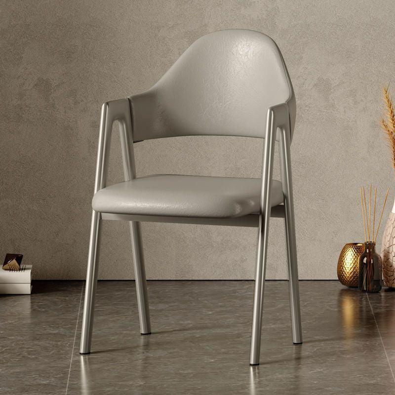 Glam Style Arm Chair 19.3" Wide Open Back Dining Side Chair Set Silver 1 Piece Clearhalo 'Dining Chairs' 'Dining Tables & Seating' 'dining_chair' 'furn' 'furn_dining_chair' 'Furniture' 'Kitchen & Dining Furniture' 6751474