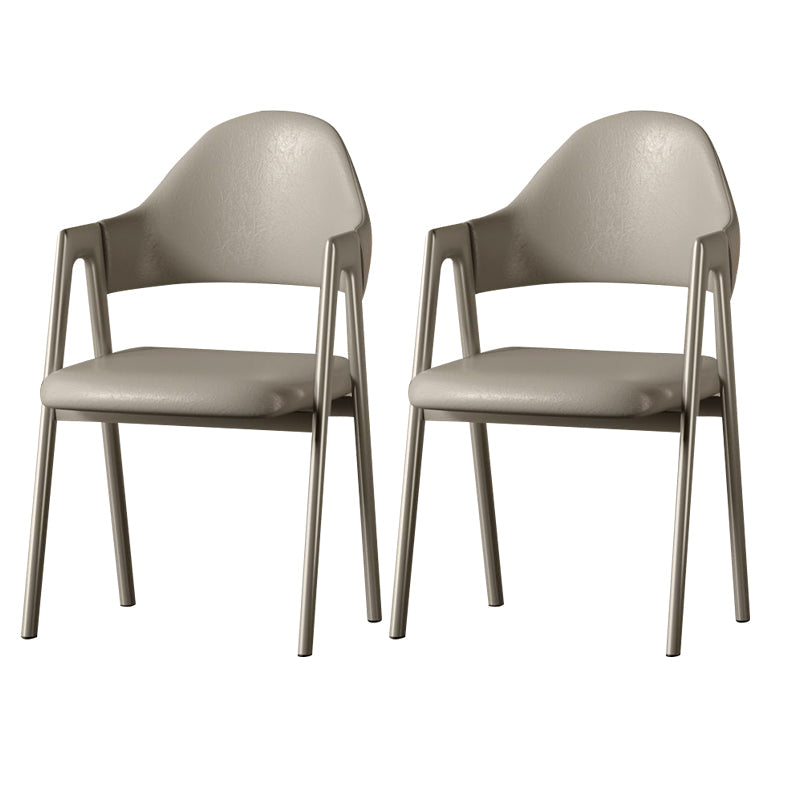 Glam Style Arm Chair 19.3" Wide Open Back Dining Side Chair Set Silver 2 Piece Set Clearhalo 'Dining Chairs' 'Dining Tables & Seating' 'dining_chair' 'furn' 'furn_dining_chair' 'Furniture' 'Kitchen & Dining Furniture' 6751475