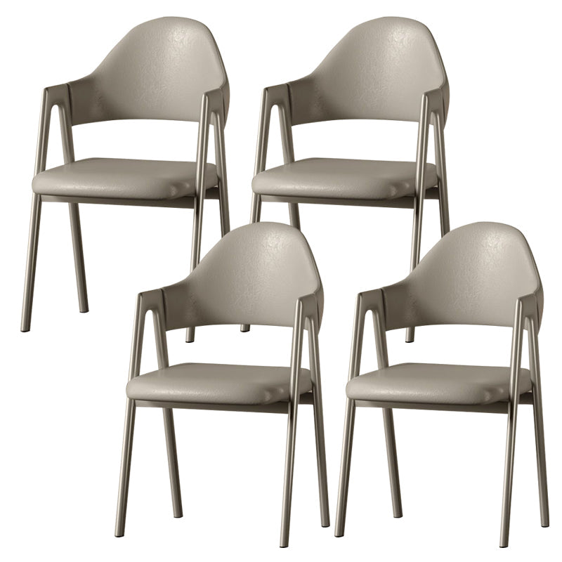 Glam Style Arm Chair 19.3" Wide Open Back Dining Side Chair Set Silver 4 Piece Set Clearhalo 'Dining Chairs' 'Dining Tables & Seating' 'dining_chair' 'furn' 'furn_dining_chair' 'Furniture' 'Kitchen & Dining Furniture' 6751476