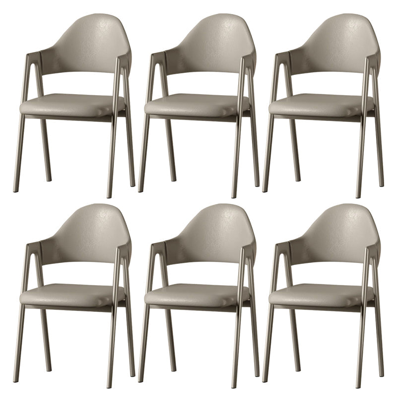 Glam Style Arm Chair 19.3" Wide Open Back Dining Side Chair Set Silver 6 Piece Set Clearhalo 'Dining Chairs' 'Dining Tables & Seating' 'dining_chair' 'furn' 'furn_dining_chair' 'Furniture' 'Kitchen & Dining Furniture' 6751477