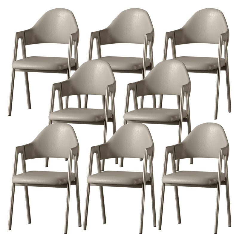 Glam Style Arm Chair 19.3" Wide Open Back Dining Side Chair Set Silver 8 Piece Set Clearhalo 'Dining Chairs' 'Dining Tables & Seating' 'dining_chair' 'furn' 'furn_dining_chair' 'Furniture' 'Kitchen & Dining Furniture' 6751478