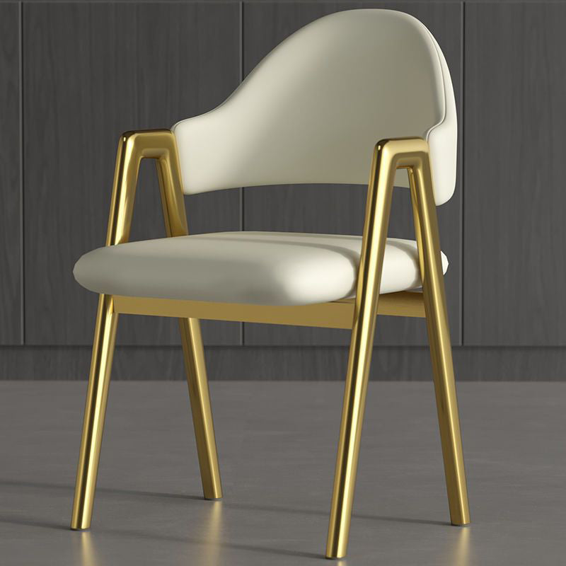 Glam Style Arm Chair 19.3" Wide Open Back Dining Side Chair Set White 1 Piece Clearhalo 'Dining Chairs' 'Dining Tables & Seating' 'dining_chair' 'furn' 'furn_dining_chair' 'Furniture' 'Kitchen & Dining Furniture' 6751479
