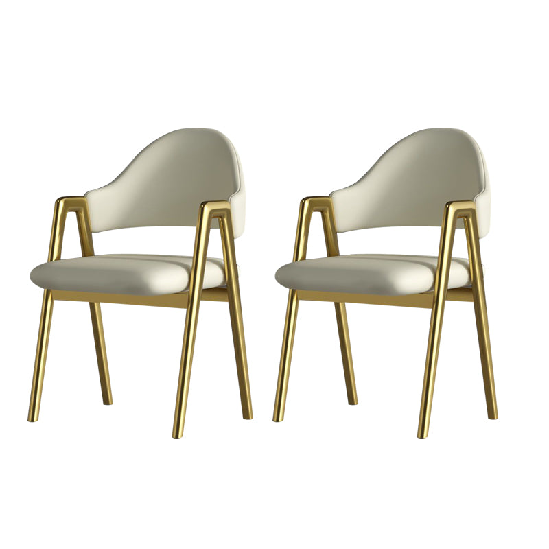 Glam Style Arm Chair 19.3" Wide Open Back Dining Side Chair Set White 2 Piece Set Clearhalo 'Dining Chairs' 'Dining Tables & Seating' 'dining_chair' 'furn' 'furn_dining_chair' 'Furniture' 'Kitchen & Dining Furniture' 6751480
