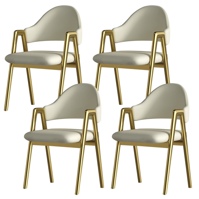 Glam Style Arm Chair 19.3" Wide Open Back Dining Side Chair Set White 4 Piece Set Clearhalo 'Dining Chairs' 'Dining Tables & Seating' 'dining_chair' 'furn' 'furn_dining_chair' 'Furniture' 'Kitchen & Dining Furniture' 6751481