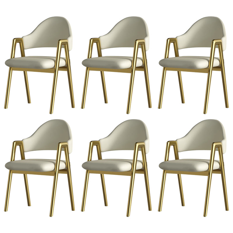 Glam Style Arm Chair 19.3" Wide Open Back Dining Side Chair Set White 6 Piece Set Clearhalo 'Dining Chairs' 'Dining Tables & Seating' 'dining_chair' 'furn' 'furn_dining_chair' 'Furniture' 'Kitchen & Dining Furniture' 6751482