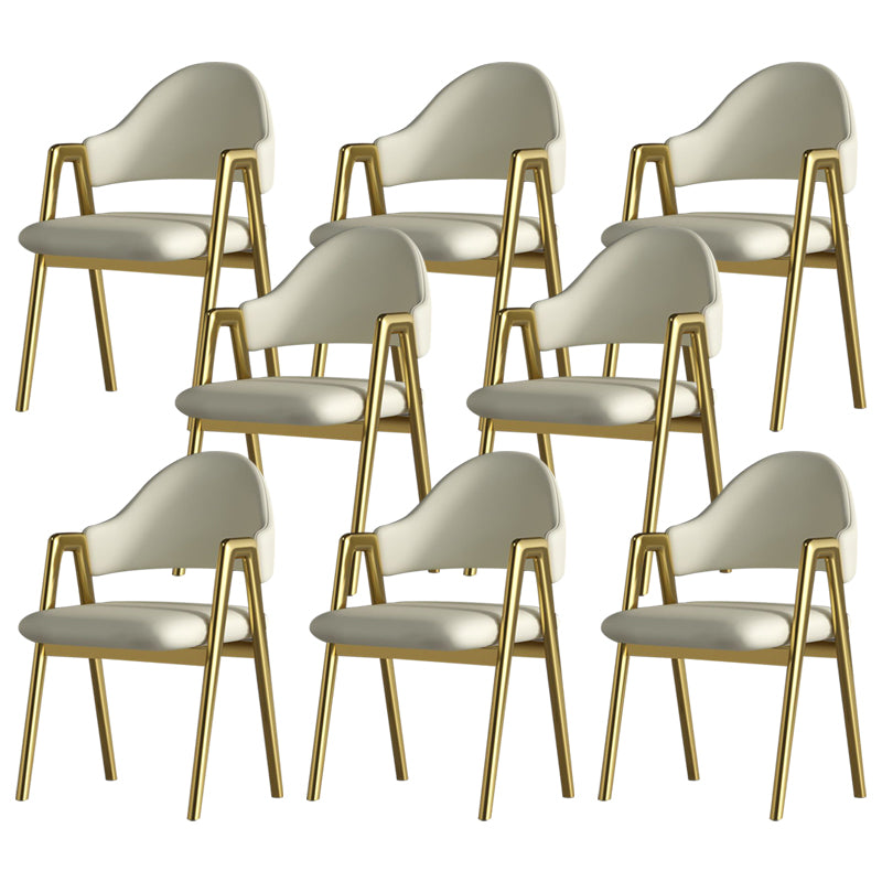 Glam Style Arm Chair 19.3" Wide Open Back Dining Side Chair Set White 8 Piece Set Clearhalo 'Dining Chairs' 'Dining Tables & Seating' 'dining_chair' 'furn' 'furn_dining_chair' 'Furniture' 'Kitchen & Dining Furniture' 6751483