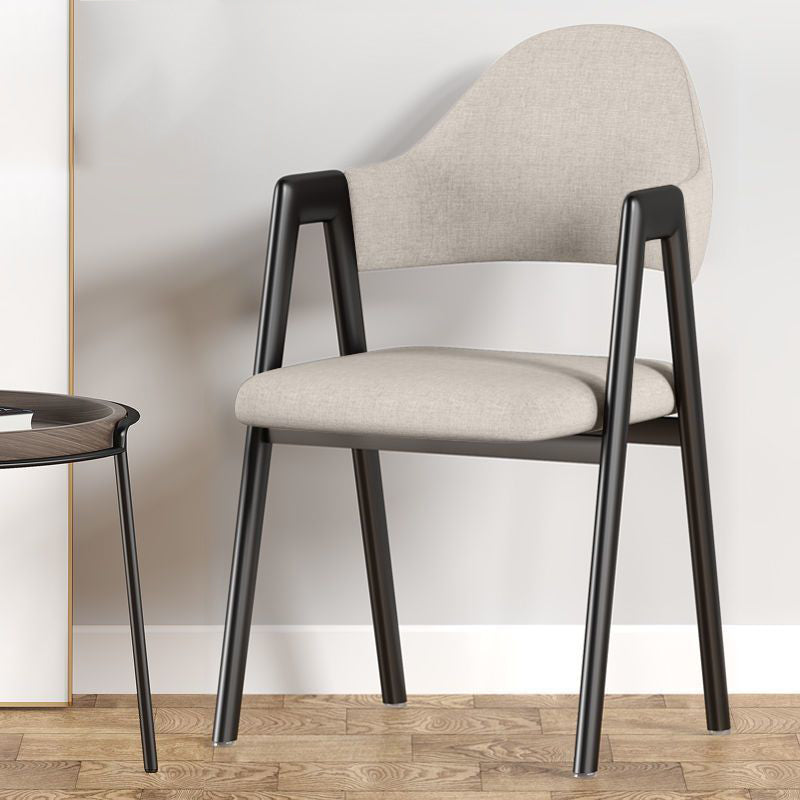 Glam Style Arm Chair 19.3" Wide Open Back Dining Side Chair Set Gray-White 1 Piece Clearhalo 'Dining Chairs' 'Dining Tables & Seating' 'dining_chair' 'furn' 'furn_dining_chair' 'Furniture' 'Kitchen & Dining Furniture' 6751484