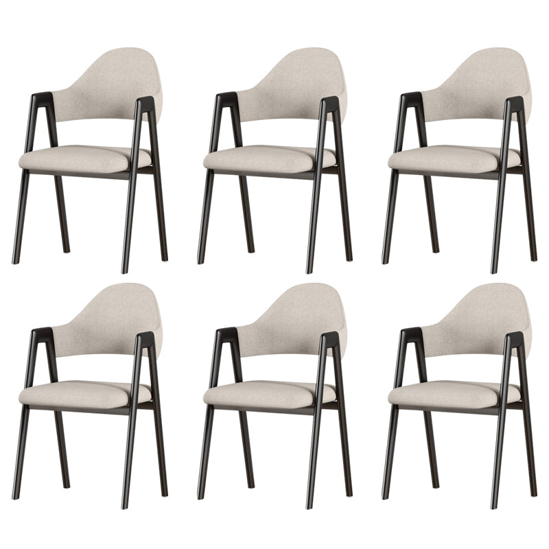 Glam Style Arm Chair 19.3" Wide Open Back Dining Side Chair Set Gray-White 6 Piece Set Clearhalo 'Dining Chairs' 'Dining Tables & Seating' 'dining_chair' 'furn' 'furn_dining_chair' 'Furniture' 'Kitchen & Dining Furniture' 6751487