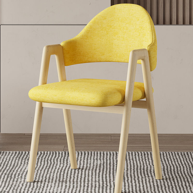 Glam Style Arm Chair 19.3" Wide Open Back Dining Side Chair Set Natural Wood Yellow 1 Piece Clearhalo 'Dining Chairs' 'Dining Tables & Seating' 'dining_chair' 'furn' 'furn_dining_chair' 'Furniture' 'Kitchen & Dining Furniture' 6751494