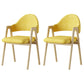 Glam Style Arm Chair 19.3" Wide Open Back Dining Side Chair Set Natural Wood Yellow 2 Piece Set Clearhalo 'Dining Chairs' 'Dining Tables & Seating' 'dining_chair' 'furn' 'furn_dining_chair' 'Furniture' 'Kitchen & Dining Furniture' 6751495