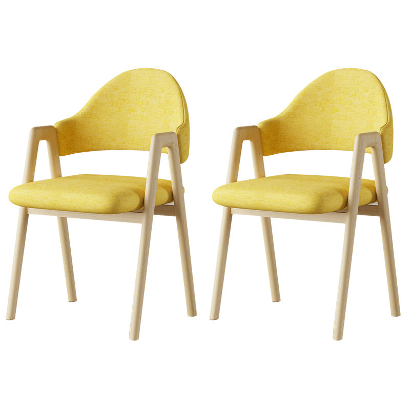 Glam Style Arm Chair 19.3" Wide Open Back Dining Side Chair Set Natural Wood Yellow 2 Piece Set Clearhalo 'Dining Chairs' 'Dining Tables & Seating' 'dining_chair' 'furn' 'furn_dining_chair' 'Furniture' 'Kitchen & Dining Furniture' 6751495