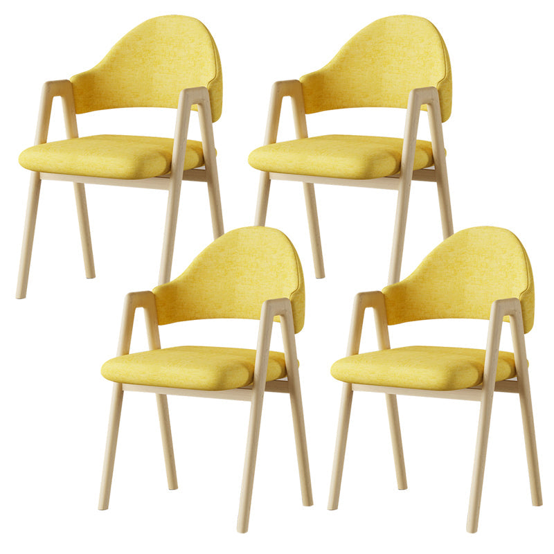 Glam Style Arm Chair 19.3" Wide Open Back Dining Side Chair Set Natural Wood Yellow 4 Piece Set Clearhalo 'Dining Chairs' 'Dining Tables & Seating' 'dining_chair' 'furn' 'furn_dining_chair' 'Furniture' 'Kitchen & Dining Furniture' 6751496