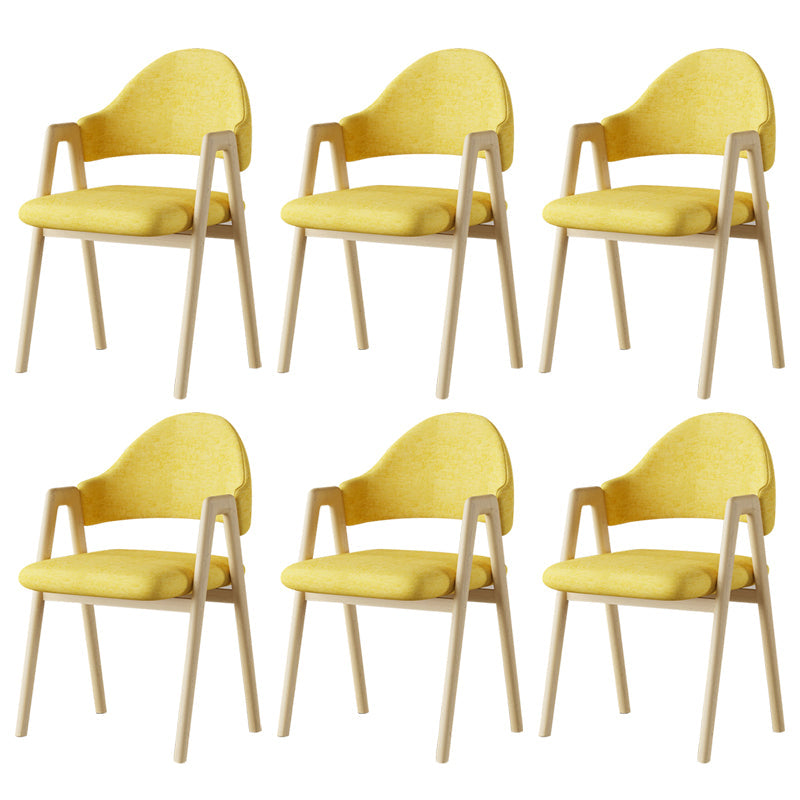 Glam Style Arm Chair 19.3" Wide Open Back Dining Side Chair Set Natural Wood Yellow 6 Piece Set Clearhalo 'Dining Chairs' 'Dining Tables & Seating' 'dining_chair' 'furn' 'furn_dining_chair' 'Furniture' 'Kitchen & Dining Furniture' 6751497