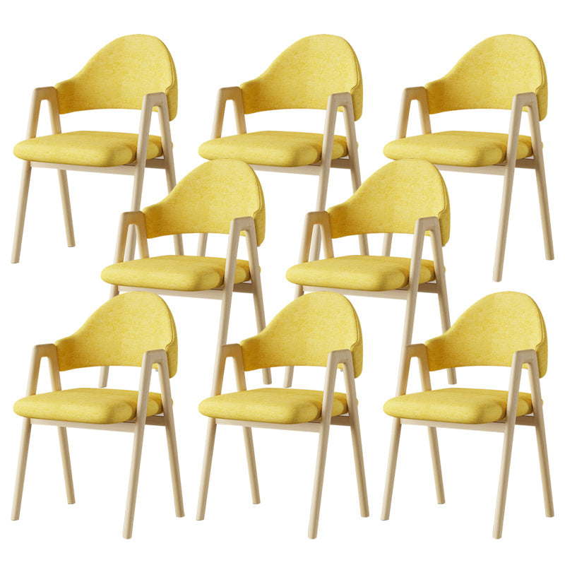 Glam Style Arm Chair 19.3" Wide Open Back Dining Side Chair Set Natural Wood Yellow 8 Piece Set Clearhalo 'Dining Chairs' 'Dining Tables & Seating' 'dining_chair' 'furn' 'furn_dining_chair' 'Furniture' 'Kitchen & Dining Furniture' 6751498