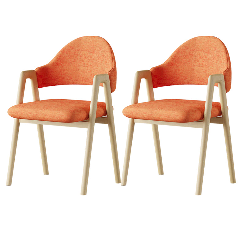 Glam Style Arm Chair 19.3" Wide Open Back Dining Side Chair Set Natural Wood Orange 2 Piece Set Clearhalo 'Dining Chairs' 'Dining Tables & Seating' 'dining_chair' 'furn' 'furn_dining_chair' 'Furniture' 'Kitchen & Dining Furniture' 6751500
