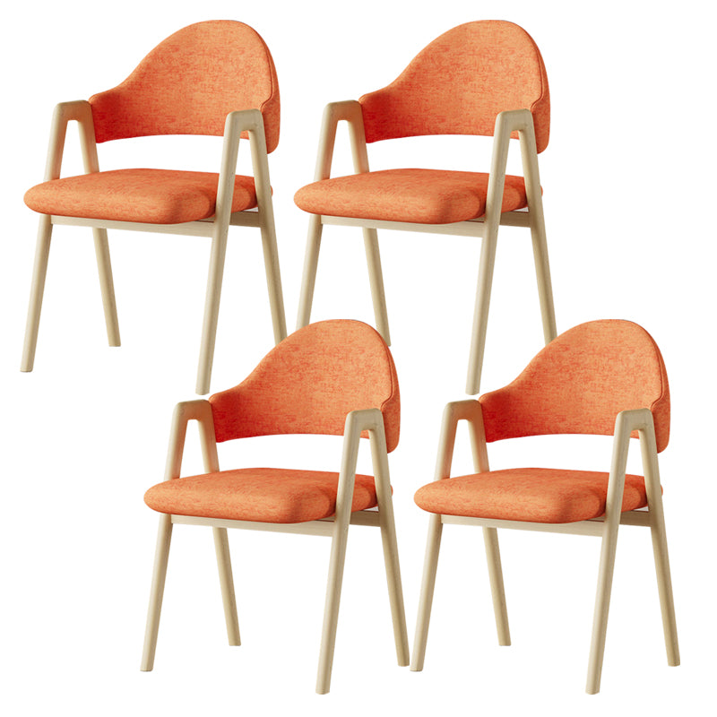 Glam Style Arm Chair 19.3" Wide Open Back Dining Side Chair Set Natural Wood Orange 4 Piece Set Clearhalo 'Dining Chairs' 'Dining Tables & Seating' 'dining_chair' 'furn' 'furn_dining_chair' 'Furniture' 'Kitchen & Dining Furniture' 6751501