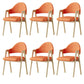 Glam Style Arm Chair 19.3" Wide Open Back Dining Side Chair Set Natural Wood Orange 6 Piece Set Clearhalo 'Dining Chairs' 'Dining Tables & Seating' 'dining_chair' 'furn' 'furn_dining_chair' 'Furniture' 'Kitchen & Dining Furniture' 6751502