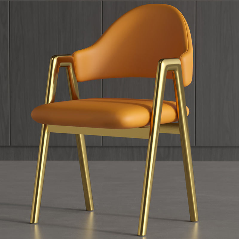 Glam Style Arm Chair 19.3" Wide Open Back Dining Side Chair Set Orange Gold 1 Piece Clearhalo 'Dining Chairs' 'Dining Tables & Seating' 'dining_chair' 'furn' 'furn_dining_chair' 'Furniture' 'Kitchen & Dining Furniture' 6751504