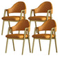 Glam Style Arm Chair 19.3" Wide Open Back Dining Side Chair Set Orange Gold 4 Piece Set Clearhalo 'Dining Chairs' 'Dining Tables & Seating' 'dining_chair' 'furn' 'furn_dining_chair' 'Furniture' 'Kitchen & Dining Furniture' 6751506