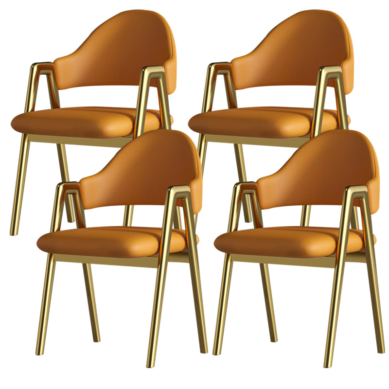 Glam Style Arm Chair 19.3" Wide Open Back Dining Side Chair Set Orange Gold 4 Piece Set Clearhalo 'Dining Chairs' 'Dining Tables & Seating' 'dining_chair' 'furn' 'furn_dining_chair' 'Furniture' 'Kitchen & Dining Furniture' 6751506
