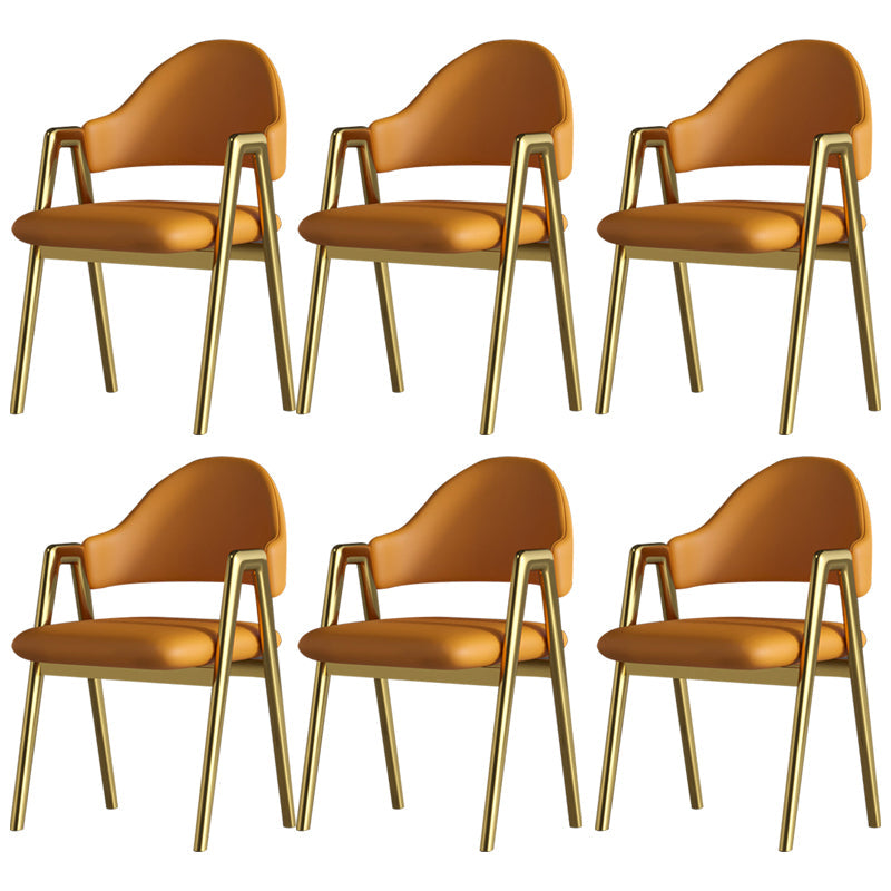 Glam Style Arm Chair 19.3" Wide Open Back Dining Side Chair Set Orange Gold 6 Piece Set Clearhalo 'Dining Chairs' 'Dining Tables & Seating' 'dining_chair' 'furn' 'furn_dining_chair' 'Furniture' 'Kitchen & Dining Furniture' 6751507
