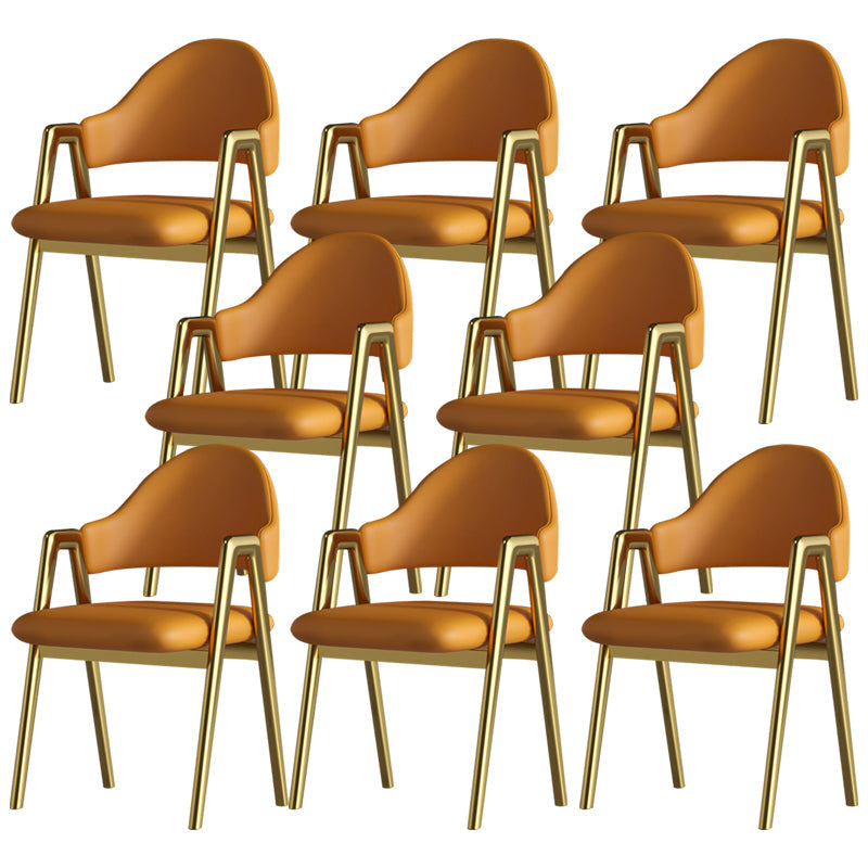 Glam Style Arm Chair 19.3" Wide Open Back Dining Side Chair Set Orange Gold 8 Piece Set Clearhalo 'Dining Chairs' 'Dining Tables & Seating' 'dining_chair' 'furn' 'furn_dining_chair' 'Furniture' 'Kitchen & Dining Furniture' 6751508