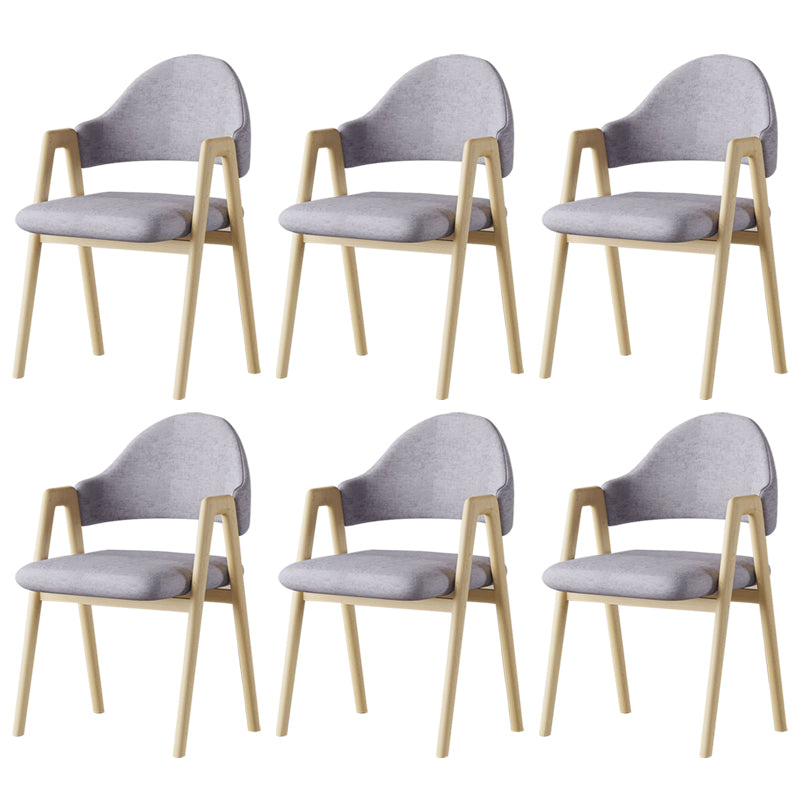 Glam Style Arm Chair 19.3" Wide Open Back Dining Side Chair Set Wood-Light Grey 6 Piece Set Clearhalo 'Dining Chairs' 'Dining Tables & Seating' 'dining_chair' 'furn' 'furn_dining_chair' 'Furniture' 'Kitchen & Dining Furniture' 6751512