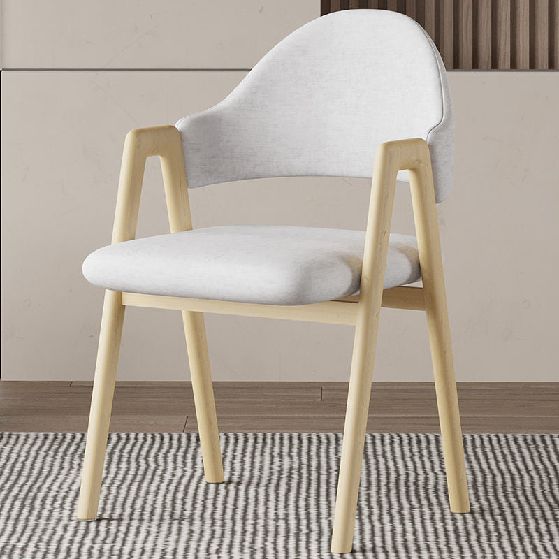 Glam Style Arm Chair 19.3" Wide Open Back Dining Side Chair Set Wood+Beige 1 Piece Clearhalo 'Dining Chairs' 'Dining Tables & Seating' 'dining_chair' 'furn' 'furn_dining_chair' 'Furniture' 'Kitchen & Dining Furniture' 6751519