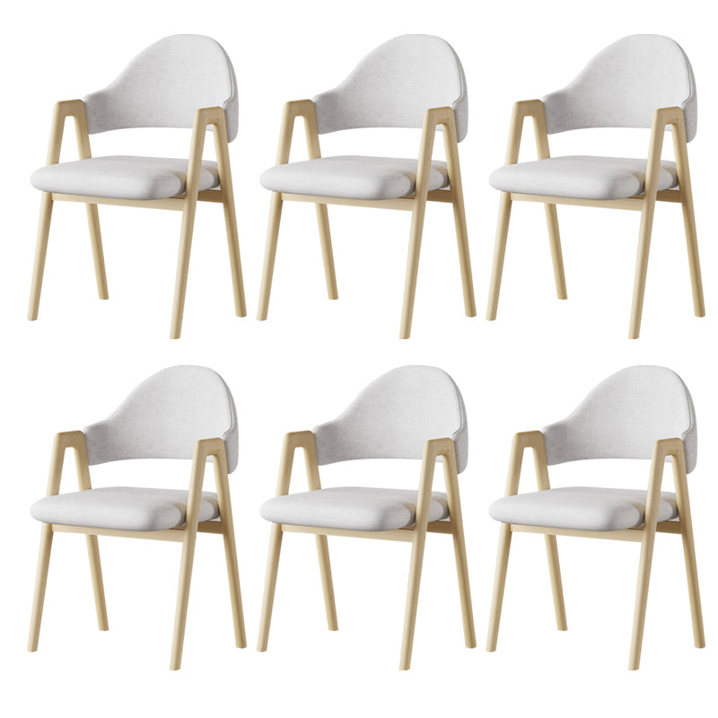 Glam Style Arm Chair 19.3" Wide Open Back Dining Side Chair Set Wood+Beige 6 Piece Set Clearhalo 'Dining Chairs' 'Dining Tables & Seating' 'dining_chair' 'furn' 'furn_dining_chair' 'Furniture' 'Kitchen & Dining Furniture' 6751522