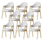 Glam Style Arm Chair 19.3" Wide Open Back Dining Side Chair Set Wood+Beige 8 Piece Set Clearhalo 'Dining Chairs' 'Dining Tables & Seating' 'dining_chair' 'furn' 'furn_dining_chair' 'Furniture' 'Kitchen & Dining Furniture' 6751523