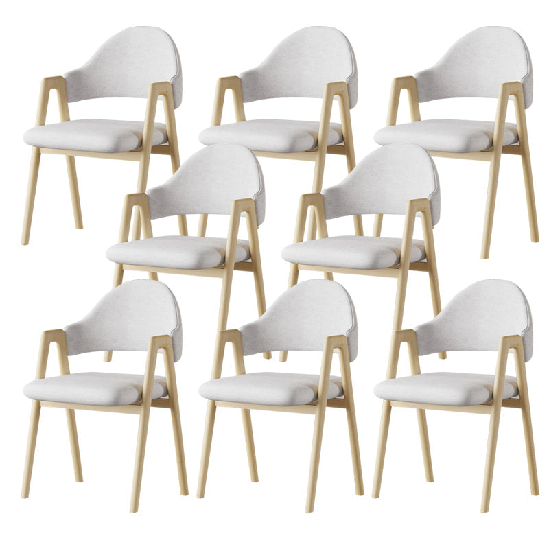 Glam Style Arm Chair 19.3" Wide Open Back Dining Side Chair Set Wood+Beige 8 Piece Set Clearhalo 'Dining Chairs' 'Dining Tables & Seating' 'dining_chair' 'furn' 'furn_dining_chair' 'Furniture' 'Kitchen & Dining Furniture' 6751523