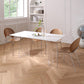 Medieval Modern Stone Dining Table Double Pedestal Table for Kitchen 63"L x 31.5"W x 29.5"H Without Chairs Clearhalo 'Dining Tables & Seating' 'Dining Tables' 'dining_table' 'furn' 'furn_dining_table' 'Furniture' 'Kitchen & Dining Furniture' 6751592