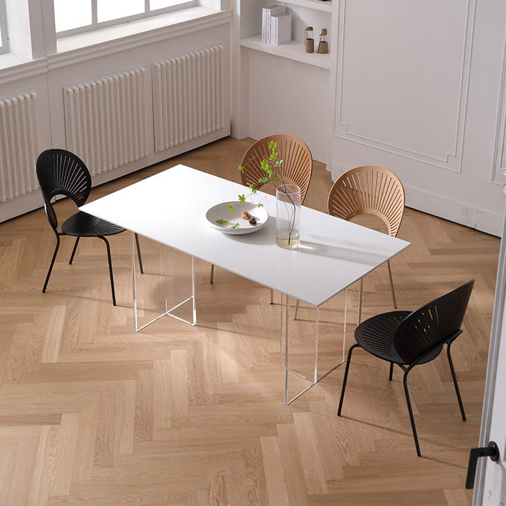Medieval Modern Stone Dining Table Double Pedestal Table for Kitchen 55.1"L x 31.5"W x 29.5"H Without Chairs Clearhalo 'Dining Tables & Seating' 'Dining Tables' 'dining_table' 'furn' 'furn_dining_table' 'Furniture' 'Kitchen & Dining Furniture' 6751593