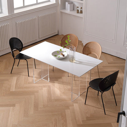 Medieval Modern Stone Dining Table Double Pedestal Table for Kitchen 55.1"L x 31.5"W x 29.5"H Without Chairs Clearhalo 'Dining Tables & Seating' 'Dining Tables' 'dining_table' 'furn' 'furn_dining_table' 'Furniture' 'Kitchen & Dining Furniture' 6751593