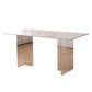 Medieval Modern Stone Dining Table Double Pedestal Table for Kitchen 70.9"L x 35.4"W x 29.5"H Without Chairs Clearhalo 'Dining Tables & Seating' 'Dining Tables' 'dining_table' 'furn' 'furn_dining_table' 'Furniture' 'Kitchen & Dining Furniture' 6751596