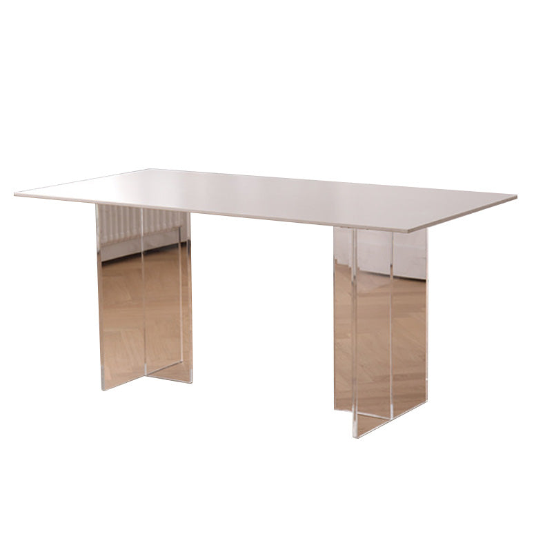 Medieval Modern Stone Dining Table Double Pedestal Table for Kitchen 70.9"L x 35.4"W x 29.5"H Without Chairs Clearhalo 'Dining Tables & Seating' 'Dining Tables' 'dining_table' 'furn' 'furn_dining_table' 'Furniture' 'Kitchen & Dining Furniture' 6751596