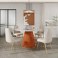 Glam Stone Round Dining Table with Pedestal Table for Dining Room