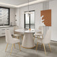 Glam Stone Round Dining Table with Pedestal Table for Dining Room