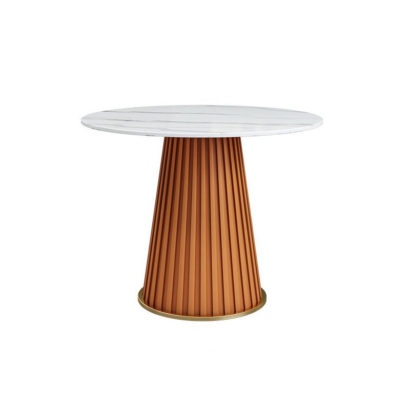Glam Stone Round Dining Table with Pedestal Table for Dining Room